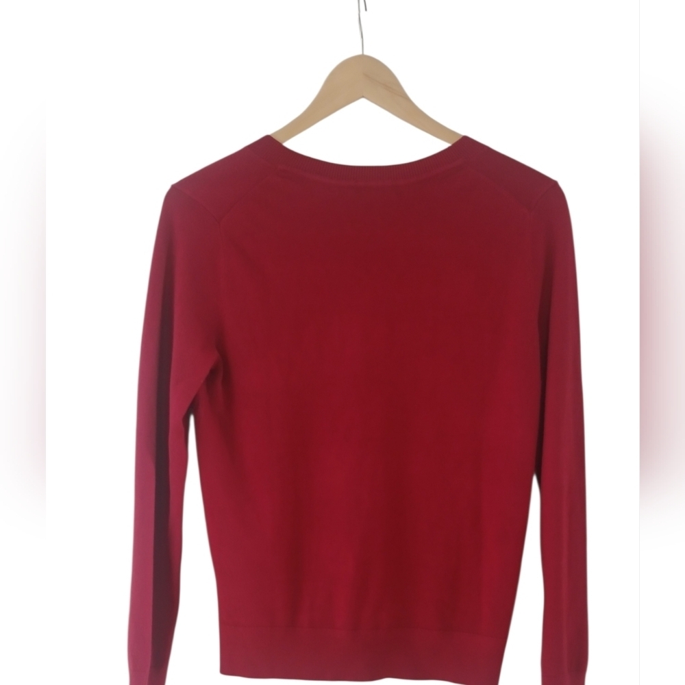 Tommy Hilfiger Red V-Neck Knit Pullover Classic Logo S/P - Picture 6 of 11